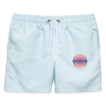 Mandala - Männer Badeshorts - hellblau gestreift - Vorne - AI Model Male 178 light (178cm)