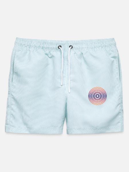 Mandala - Männer Badeshorts - hellblau gestreift