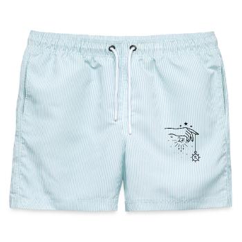 Skorpion-Tierkreis-Astrologie - Männer Badeshorts - hellblau gestreift - Vorne - AI Model Male 178 light (178cm)