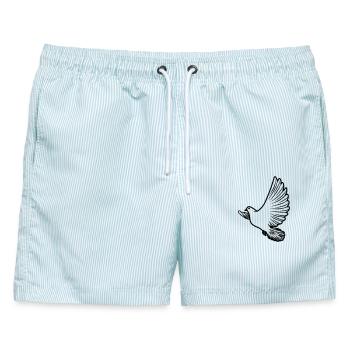 Transparente Friedenstaube - Männer Badeshorts - hellblau gestreift - Vorne - AI Model Male 178 light (178cm)