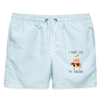 Ich esse meine Freunde nicht - Männer Badeshorts - hellblau gestreift - Vorne - AI Model Male 178 light (178cm)