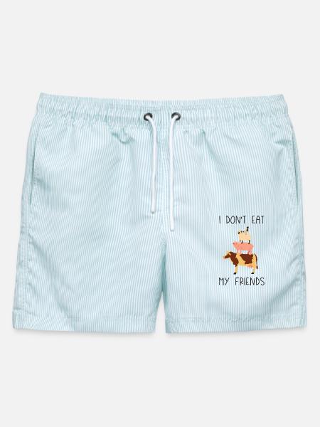 Ich esse meine Freunde nicht - Männer Badeshorts - hellblau gestreift