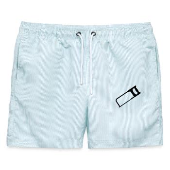 Bügelsäge-Werkzeuge - Männer Badeshorts - hellblau gestreift - Vorne - AI Model Male 178 light (178cm)