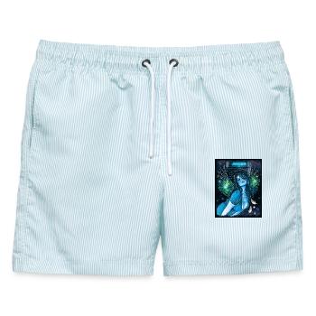 Neuer Engel - Männer Badeshorts - hellblau gestreift - Vorne - AI Model Male 178 light (178cm)