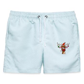 Drunk Reindeer - Männer Badeshorts - hellblau gestreift - Vorne - AI Model Male 178 light (178cm)