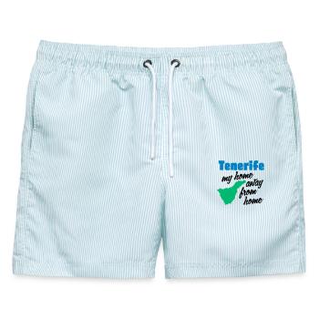 Teneriffa mein zweites Zuhause - Männer Badeshorts - hellblau gestreift - Vorne - AI Model Male 178 light (178cm)