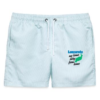 Lanzarote, mein zweites Zuhause - Männer Badeshorts - hellblau gestreift - Vorne - AI Model Male 178 light (178cm)