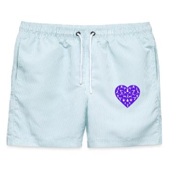 Yoga Pose Love - Yoga Apparel - Männer Badeshorts - hellblau gestreift - Vorne - AI Model Male 178 light (178cm)