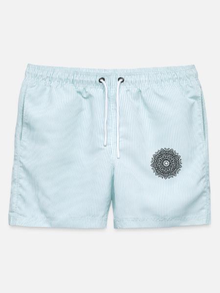 Mandala - Männer Badeshorts - hellblau gestreift
