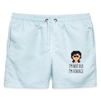 Ich bin nicht alt Ich bin Vintage - Männer Badeshorts - hellblau gestreift - Vorne - AI Model Male 178 light (178cm)