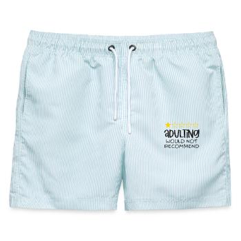 Erwachsene würden nicht empfehlen - Männer Badeshorts - hellblau gestreift - Vorne - AI Model Male 178 light (178cm)