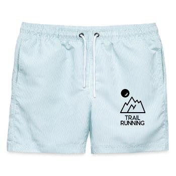 Trailrunning - Männer Badeshorts - hellblau gestreift - Vorne - AI Model Male 178 light (178cm)