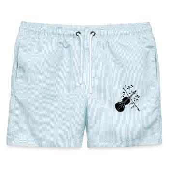 Violine mit Noten - Männer Badeshorts - hellblau gestreift - Vorne - AI Model Male 178 light (178cm)