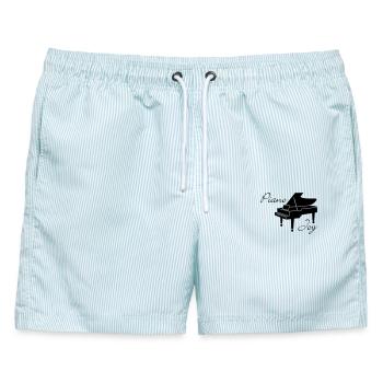Klavier Freude - Männer Badeshorts - hellblau gestreift - Vorne - AI Model Male 178 light (178cm)