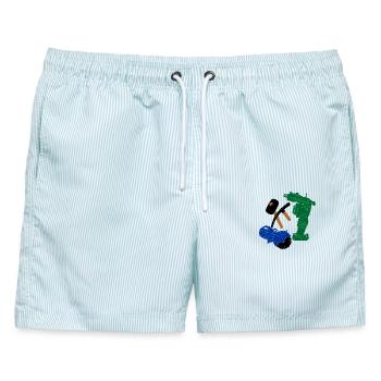 Fertigerwerkzeug für Fertiger - Männer Badeshorts - hellblau gestreift - Vorne - AI Model Male 178 light (178cm)