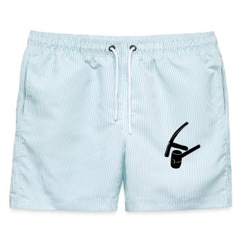 Gummihammer und Straßenhammer für Fertiger - Männer Badeshorts - hellblau gestreift - Vorne - AI Model Male 178 light (178cm)