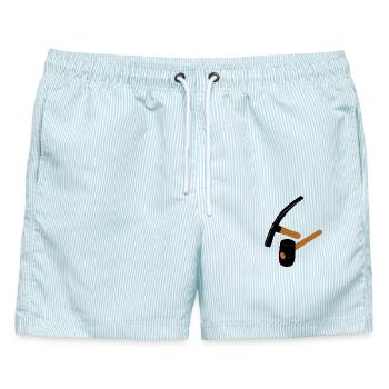Gummihammer und Vorschlaghammer - Männer Badeshorts - hellblau gestreift - Vorne - AI Model Male 178 light (178cm)