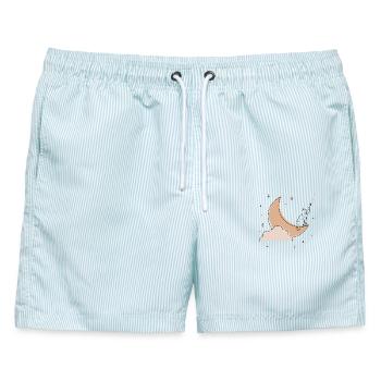 Cat in the moon - Cat Lovers T-Shirt - Männer Badeshorts - hellblau gestreift - Vorne - AI Model Male 178 light (178cm)