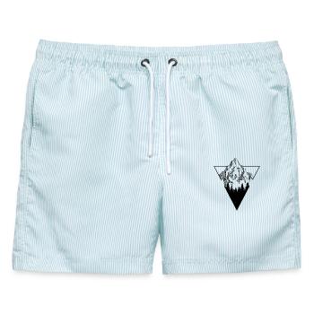 Berg - Männer Badeshorts - hellblau gestreift - Vorne - AI Model Male 178 light (178cm)