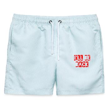 Ich bin zurück! - Männer Badeshorts - hellblau gestreift - Vorne - AI Model Male 178 light (178cm)