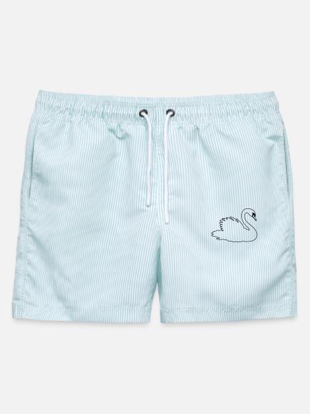 Transparenter Schwan - Männer Badeshorts - hellblau gestreift