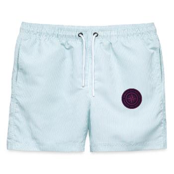 Kompass der Herzen - Männer Badeshorts - hellblau gestreift - Vorne - AI Model Male 178 light (178cm)