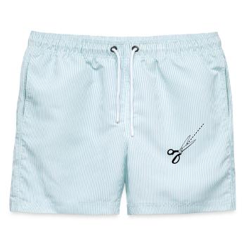 Schnitt-Logo-Schneider - Männer Badeshorts - hellblau gestreift - Vorne - AI Model Male 178 light (178cm)