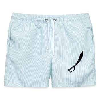Schwert - Männer Badeshorts - hellblau gestreift - Vorne - AI Model Male 178 light (178cm)