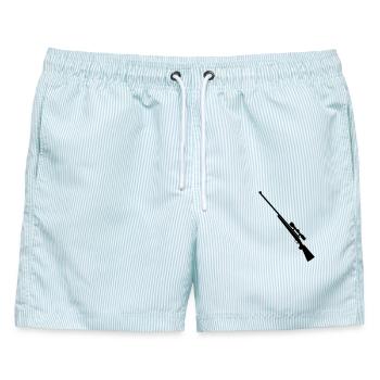 Schrotflinte Scharfschützengewehr - Männer Badeshorts - hellblau gestreift - Vorne - AI Model Male 178 light (178cm)