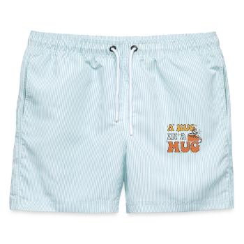 Eine Umarmung in einem Becher - Männer Badeshorts - hellblau gestreift - Vorne - AI Model Male 178 light (178cm)