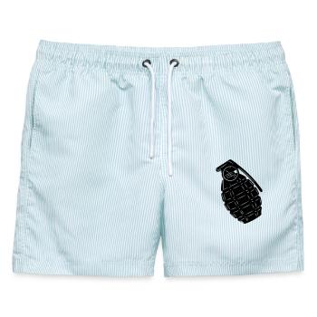 Handgranate - Männer Badeshorts - hellblau gestreift - Vorne - AI Model Male 178 light (178cm)