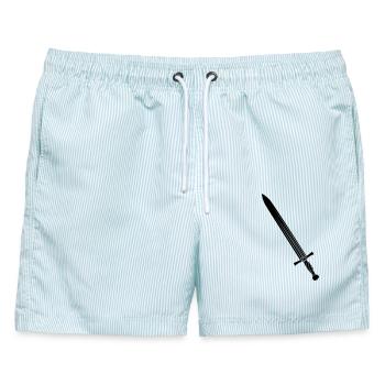 Schwert - Männer Badeshorts - hellblau gestreift - Vorne - AI Model Male 178 light (178cm)