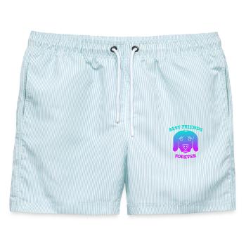 Dogs - Best Friends Forever (Verlauf) - Männer Badeshorts - hellblau gestreift - Vorne - AI Model Male 178 light (178cm)