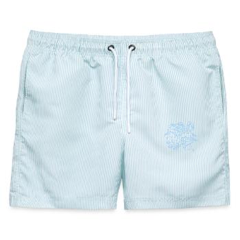 Meeresmuster - Männer Badeshorts - hellblau gestreift - Vorne - AI Model Male 178 light (178cm)