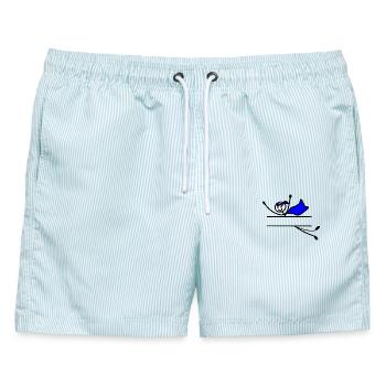 Fliegender Held mit Umhang, Strahl dazwischen zu besitzen t - Männer Badeshorts - hellblau gestreift - Vorne - AI Model Male 178 light (178cm)
