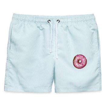Donut - Männer Badeshorts - hellblau gestreift - Vorne - AI Model Male 178 light (178cm)