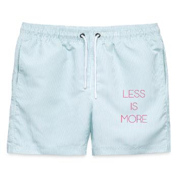 Weniger ist mehr - Männer Badeshorts - hellblau gestreift - Vorne - AI Model Male 178 light (178cm)