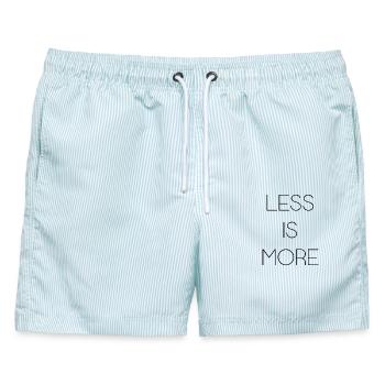 Weniger ist mehr - Männer Badeshorts - hellblau gestreift - Vorne - AI Model Male 178 light (178cm)
