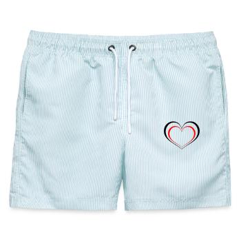 Herzchen - Männer Badeshorts - hellblau gestreift - Vorne - AI Model Male 178 light (178cm)