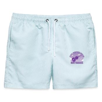 Kontrabass Instrument Musikerin Mädchen Geschenk - Männer Badeshorts - hellblau gestreift - Vorne - AI Model Male 178 light (178cm)