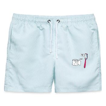 I hate my Job -Lustiger Spruch mit witzigem Design - Männer Badeshorts - hellblau gestreift - Vorne - AI Model Male 178 light (178cm)
