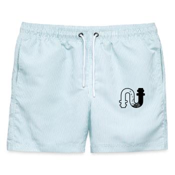 Transparenter verstopftes Abwasserrohr Schwanenhals - Männer Badeshorts - hellblau gestreift - Vorne - AI Model Male 178 light (178cm)