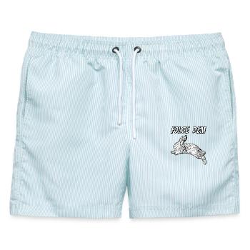 Folge dem Hasen - Männer Badeshorts - hellblau gestreift - Vorne - AI Model Male 178 light (178cm)