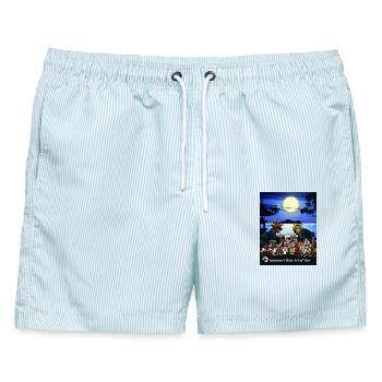 Samurai Schach Kampfspiel Samurai Chess Art of War - Männer Badeshorts - hellblau gestreift - Vorne - AI Model Male 178 light (178cm)