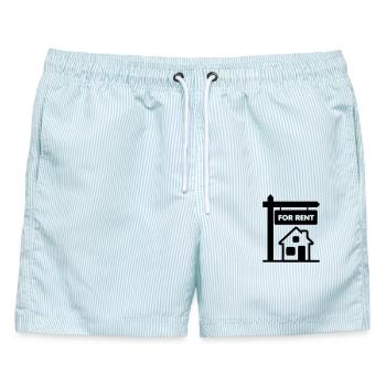 Transparentes Schild zur Miete - Männer Badeshorts - hellblau gestreift - Vorne - AI Model Male 178 light (178cm)