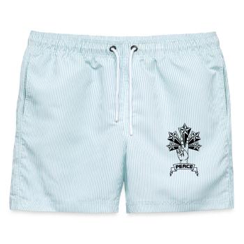 Frieden mit Sternen - Männer Badeshorts - hellblau gestreift - Vorne - AI Model Male 178 light (178cm)