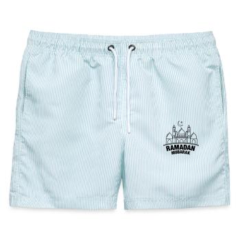 Ramadan Mubarak transparent - Männer Badeshorts - hellblau gestreift - Vorne - AI Model Male 178 light (178cm)