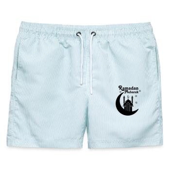 Ramadan Mubarak Symbol des Islam - Männer Badeshorts - hellblau gestreift - Vorne - AI Model Male 178 light (178cm)
