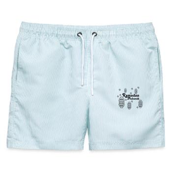 Ramadan Mubarak Lichter, Sternchen - Männer Badeshorts - hellblau gestreift - Vorne - AI Model Male 178 light (178cm)
