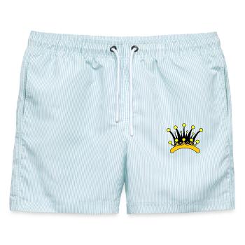 Kronenparty goldfarben - Männer Badeshorts - hellblau gestreift - Vorne - AI Model Male 178 light (178cm)